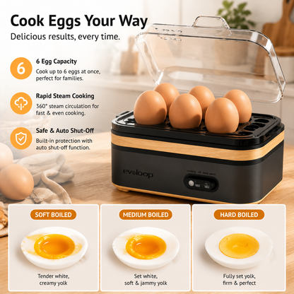 🥚 Rapid 6-Egg Electric Egg Cooker – Soft, Medium & Hard Boiled Eggs, Poacher & Omelet Maker | Limited Time Deal