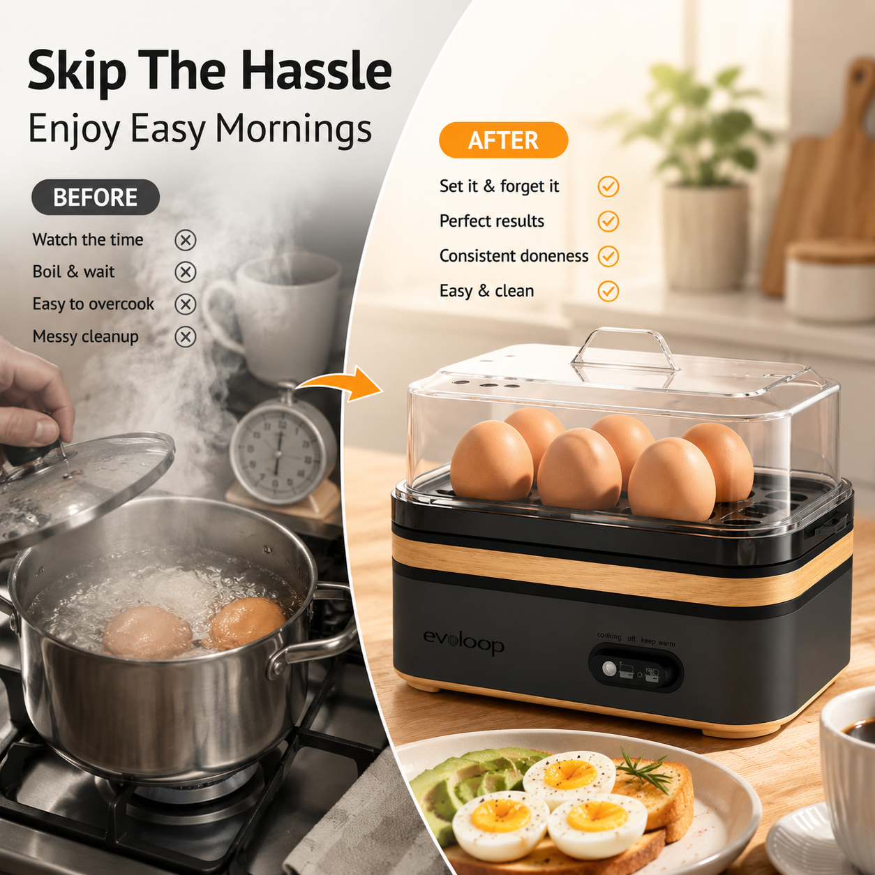 🥚 Rapid 6-Egg Electric Egg Cooker – Soft, Medium & Hard Boiled Eggs, Poacher & Omelet Maker | Limited Time Deal