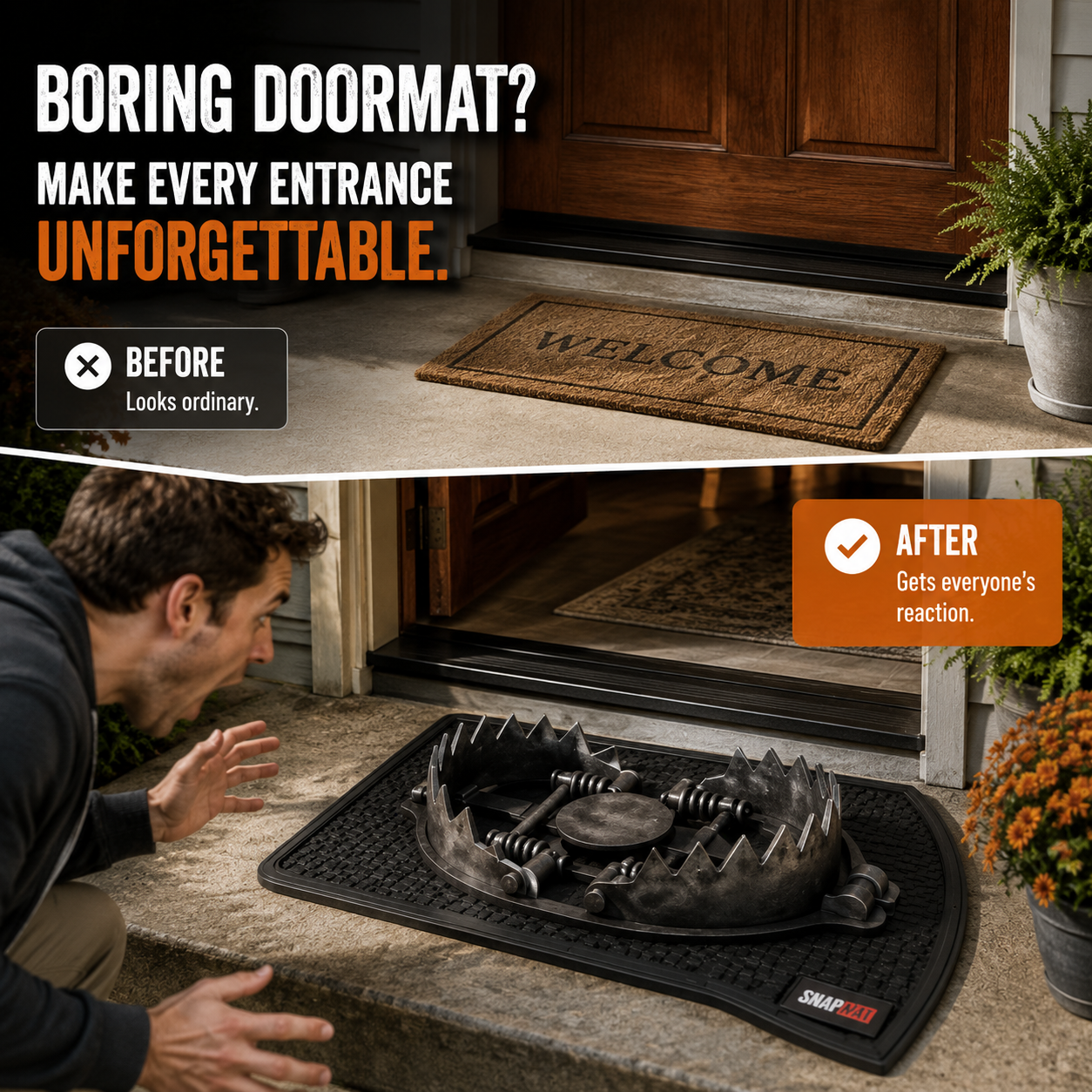 🔥 Limited Time Deal – 3D Bear Trap Reaction Doormat | Realistic Funny Prank Door Mat That Makes Everyone Look Twice