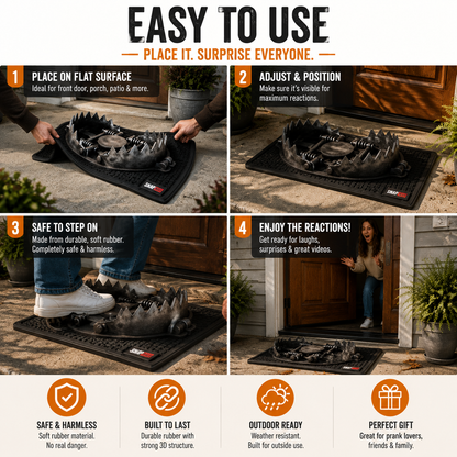 🔥 Limited Time Deal – 3D Bear Trap Reaction Doormat | Realistic Funny Prank Door Mat That Makes Everyone Look Twice