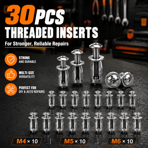 🔩 30PCS M4 M5 M6 Threaded Insert Nut Set for Repairs