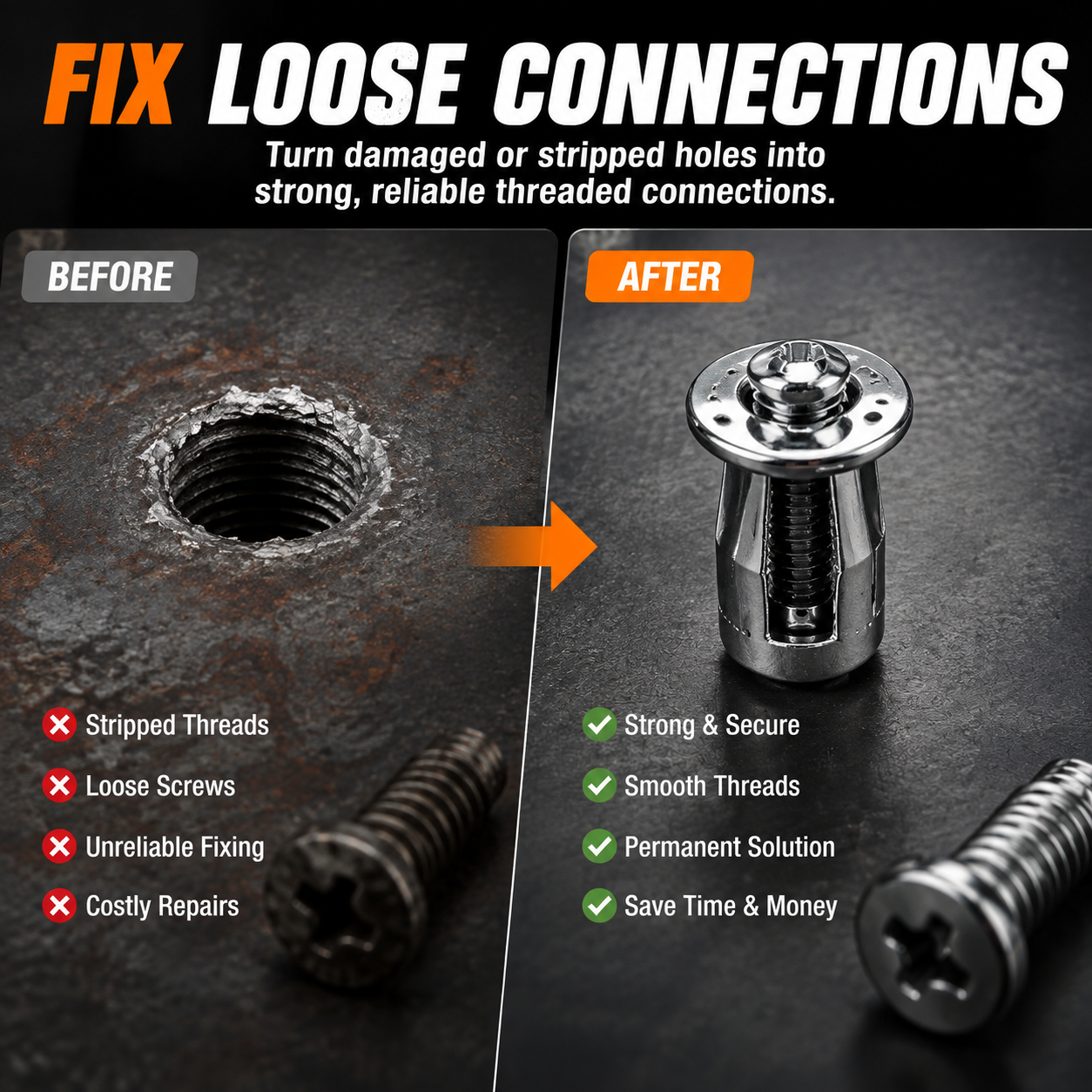 🔩 30PCS M4 M5 M6 Threaded Insert Nut Set for Repairs