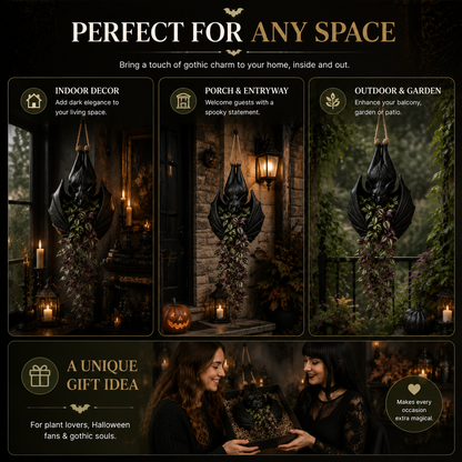 🦇 Hanging Bat Planter — Gothic Botanical Wall Decor