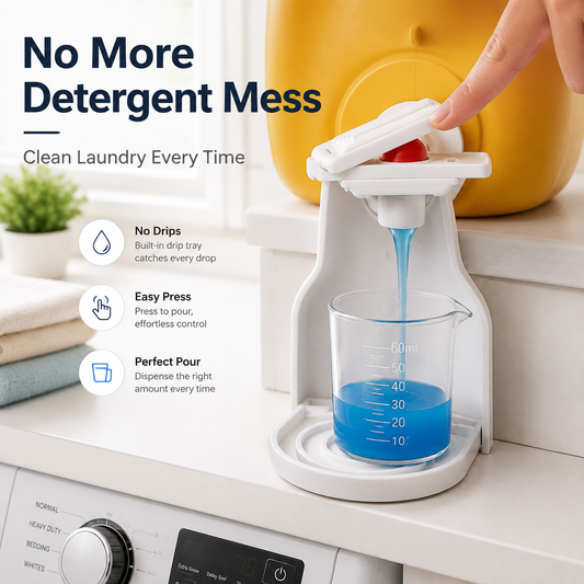 🧺 No-Lift Laundry Detergent Holder – Easy Measuring Cup Stand for Cleaner & Mess-Free Dispensing