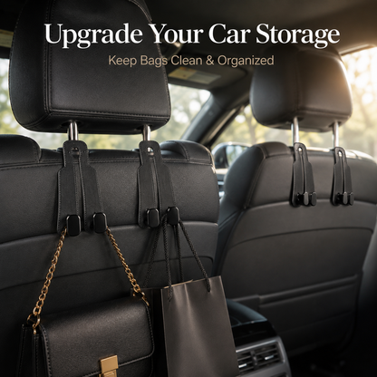 🚗 4-Pack Car Headrest Storage Hooks – Keep Bags Off the Floor