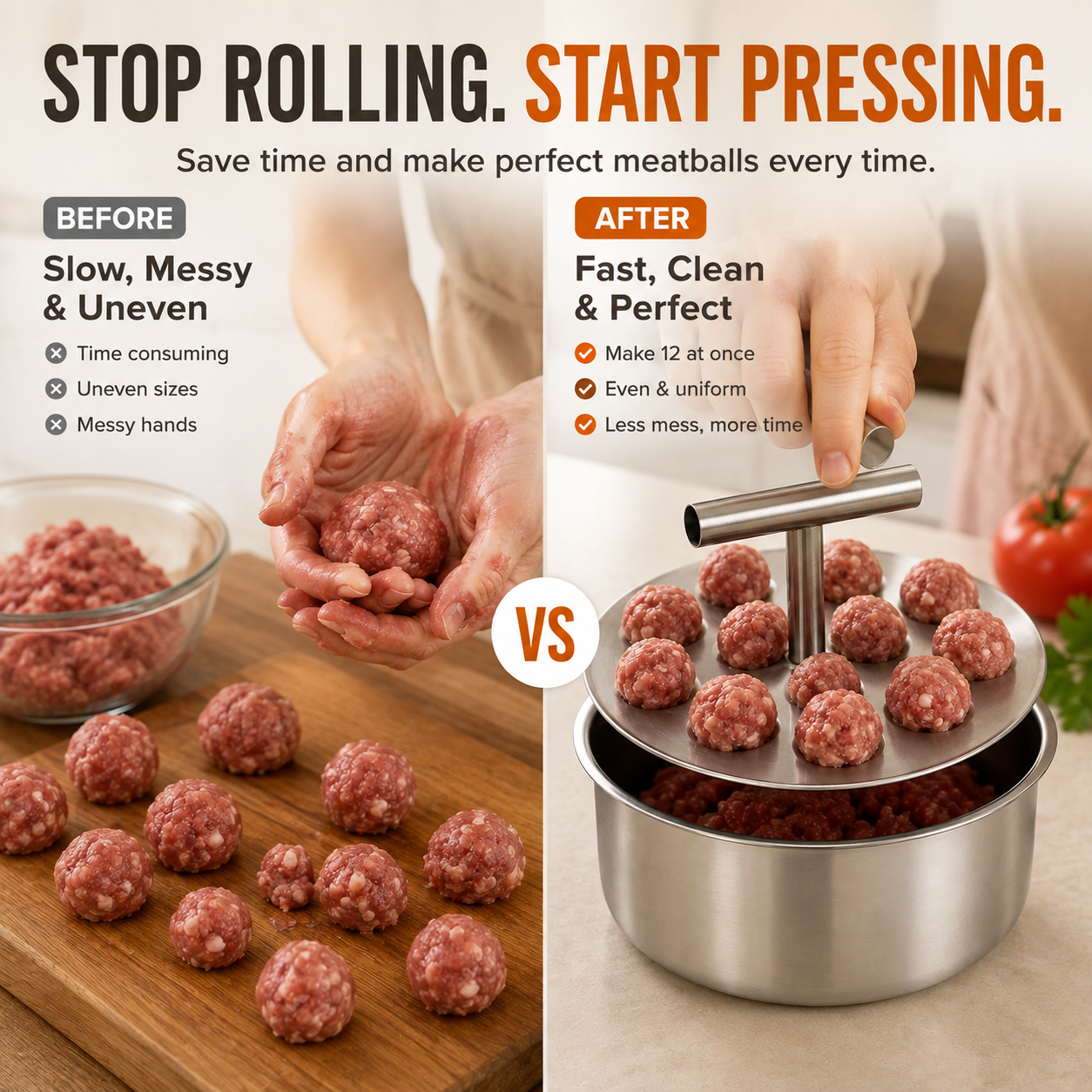 🍝 Stainless Steel Meatball Maker Spoon – Make Perfect Homemade Meatballs Faster