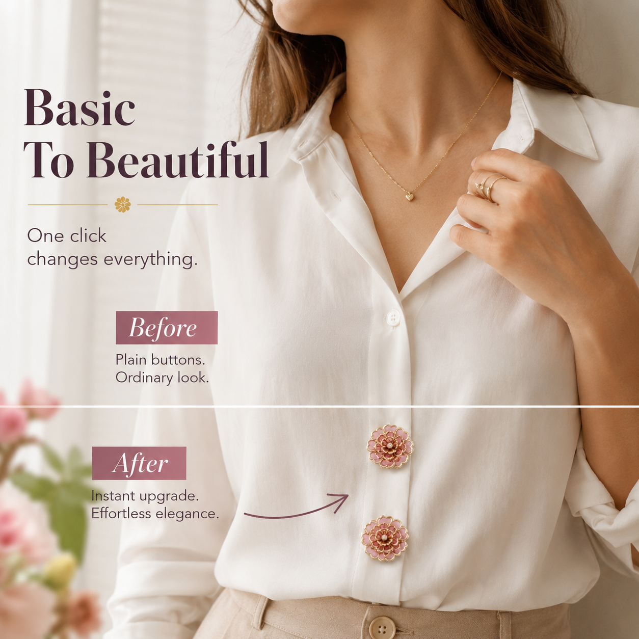 🌸 Flower Button Covers – Instant No-Sew Shirt & Blouse Upgrade