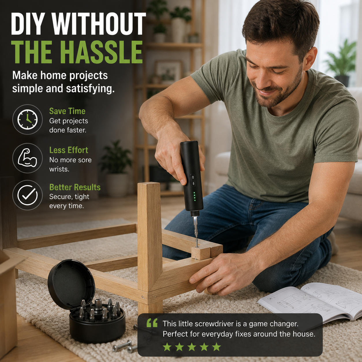 🔧 6-in-1 Rechargeable Electric Screwdriver — Compact Power for Everyday Fixes