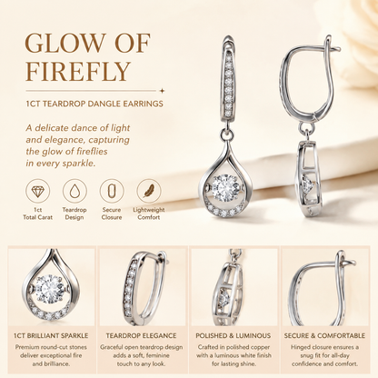 ✨ Firefly Glow Teardrop Dangle Earrings – 1ct Sparkle for Day & Night