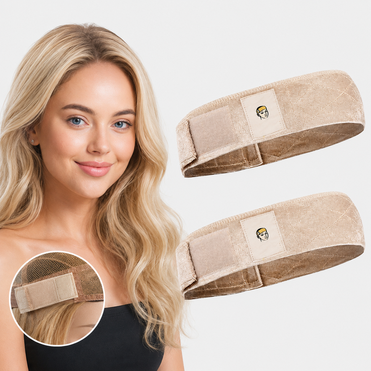 🔥Limited-Time Special Offer Brown Black Wig Grip Band 2pcs for Women Adjustable Headband
