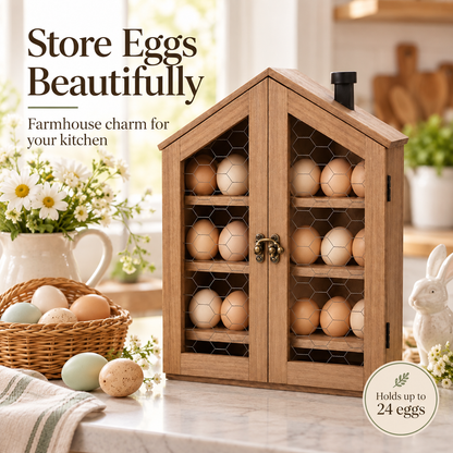 ✨ Farmhouse Egg Holder Organizer | Decorative Wooden Egg Storage Rack For Kitchen