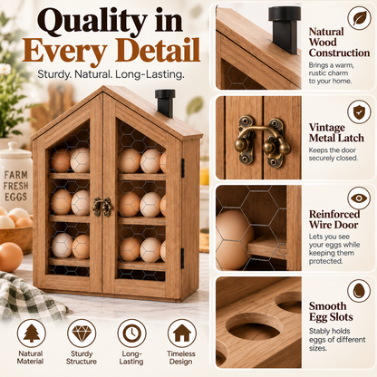 ✨ Farmhouse Egg Holder Organizer | Decorative Wooden Egg Storage Rack For Kitchen