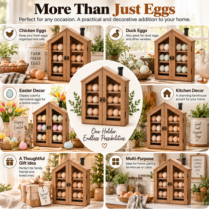 ✨ Farmhouse Egg Holder Organizer | Decorative Wooden Egg Storage Rack For Kitchen