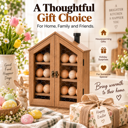 ✨ Farmhouse Egg Holder Organizer | Decorative Wooden Egg Storage Rack For Kitchen