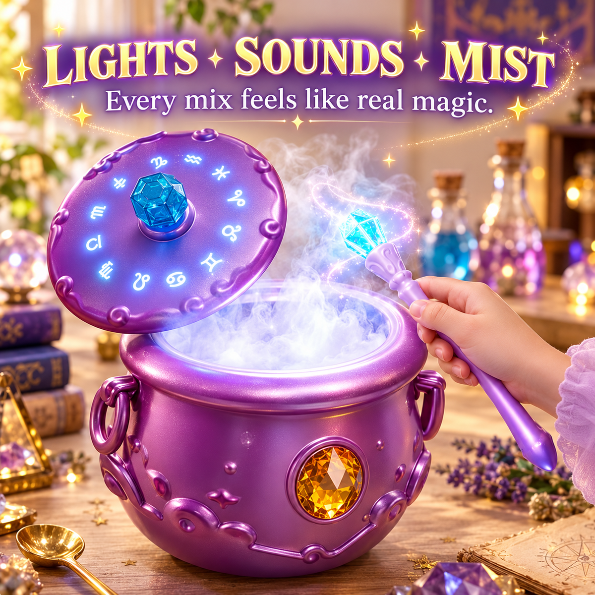 🔮Deluxe Magic Potion Lab Kit — Light-Up Cauldron with Sound & Mist Effects
