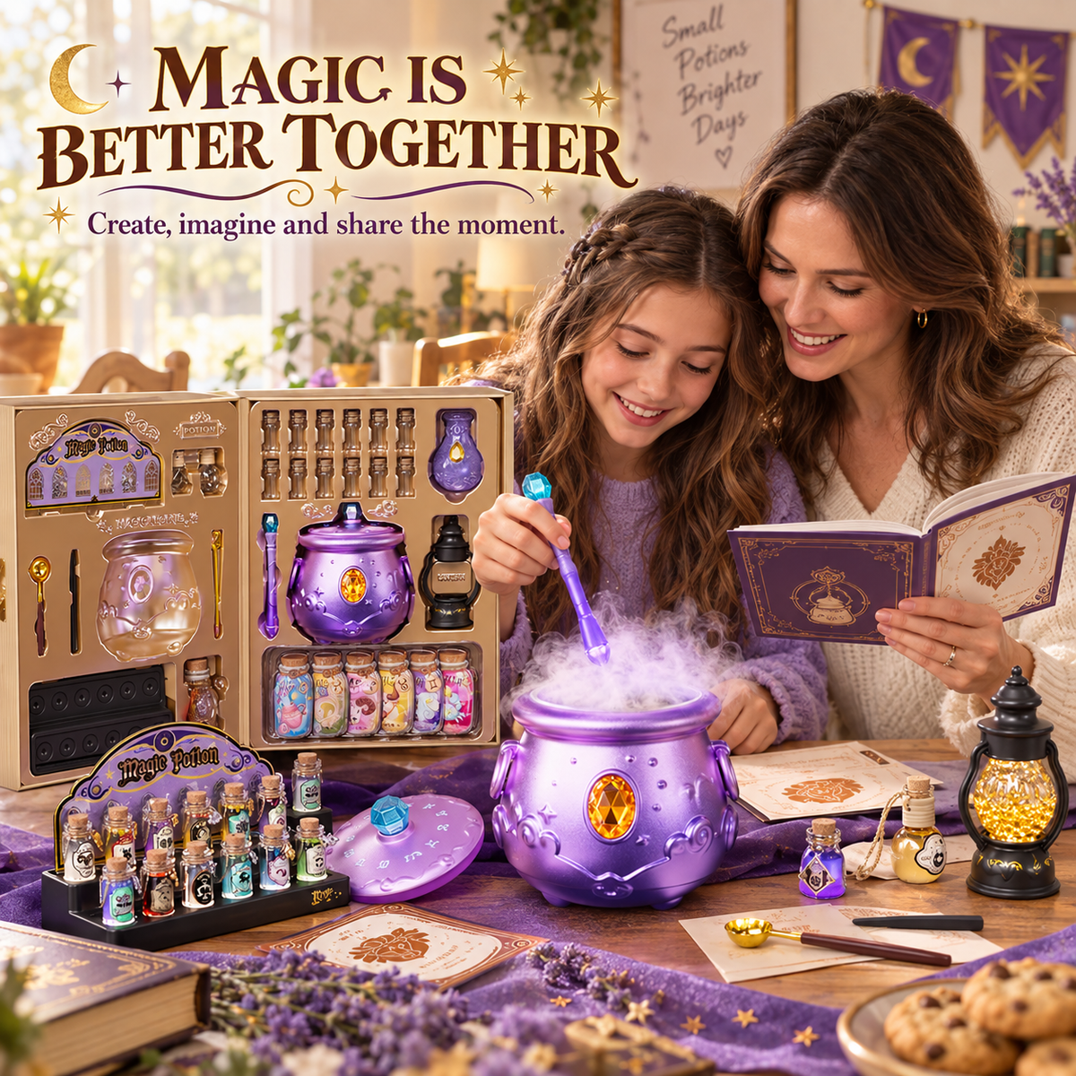 🔮Deluxe Magic Potion Lab Kit — Light-Up Cauldron with Sound & Mist Effects
