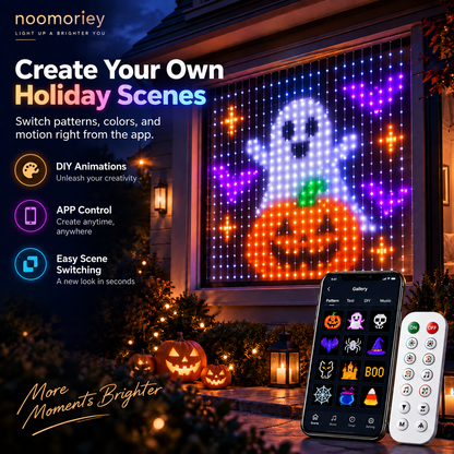 Christmas Smart Curtain Lights – App-Controlled RGB Holiday String Lights