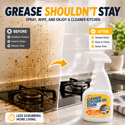 Kitchen Grease Cleaner Spray | Fast Oil Stain Remover for Stovetop & Kitchen Surfaces