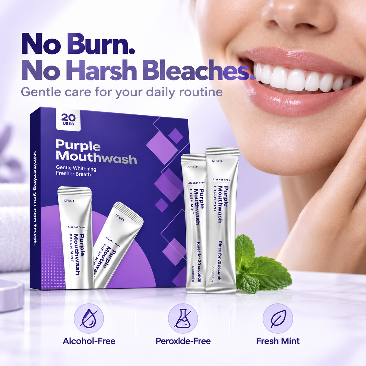 💜 Purple Color-Correcting Mouthwash – A Brighter-Looking Smile in 30 Seconds✨
