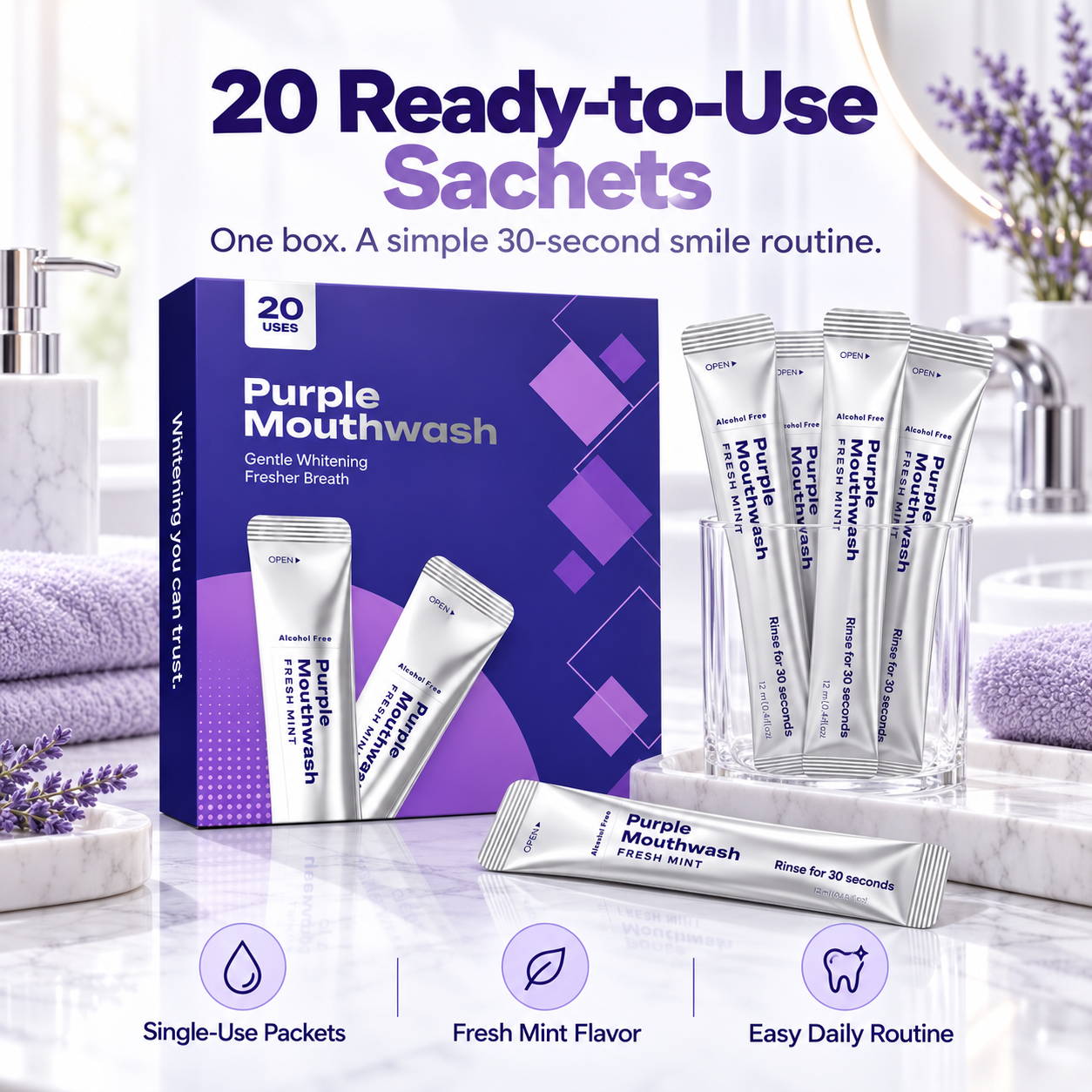 💜 Purple Color-Correcting Mouthwash – A Brighter-Looking Smile in 30 Seconds✨
