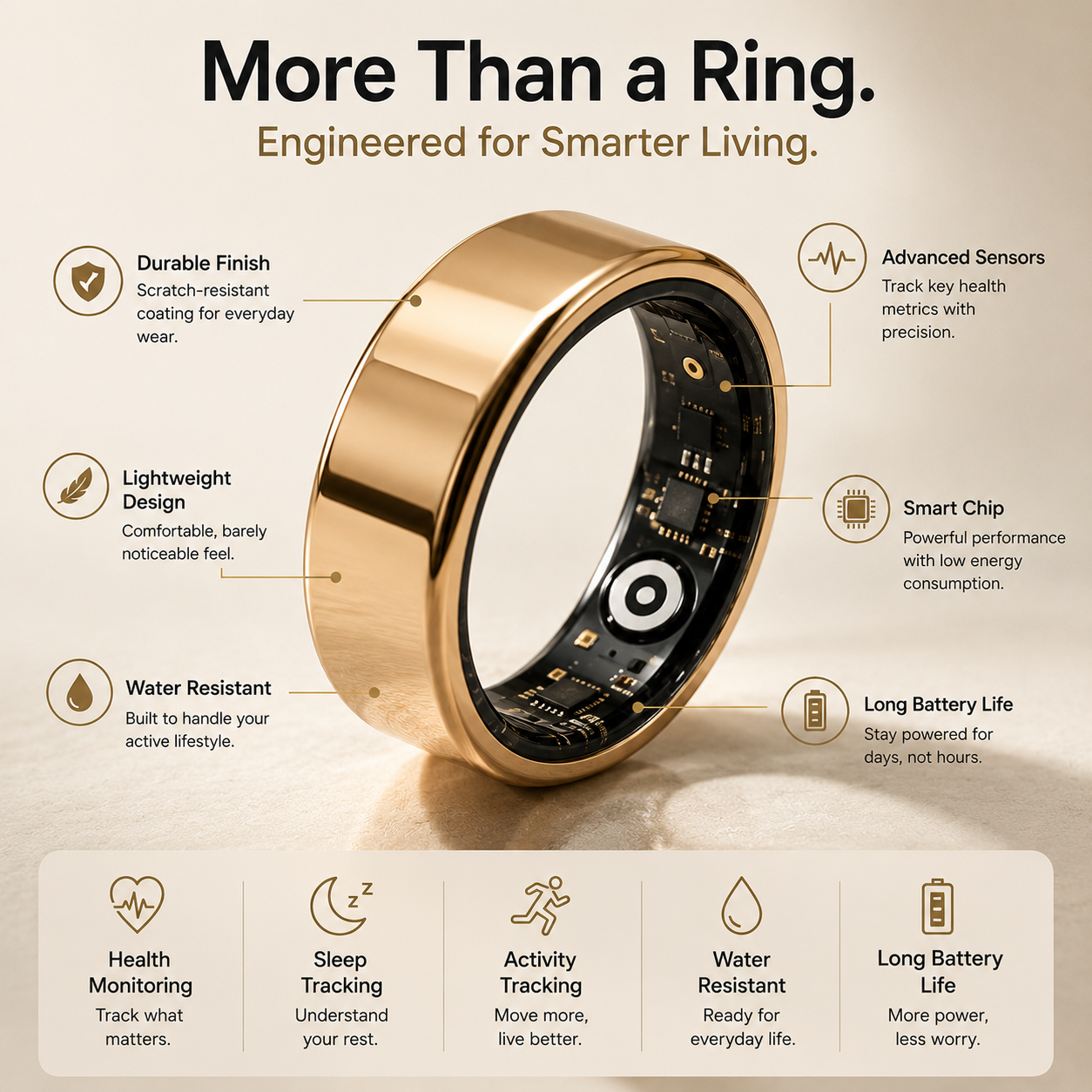 Smart Health Ring for Men & Women – Sleep, Heart Rate & Activity Tracker