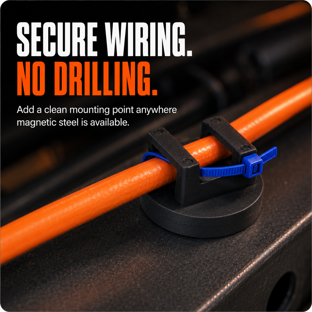 🧲 Magnetic Cable Tie Mounts – No-Drill Automotive Wiring Harness Holders