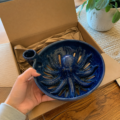 🐙🌊Bold Indigo Octopus Berry Colander