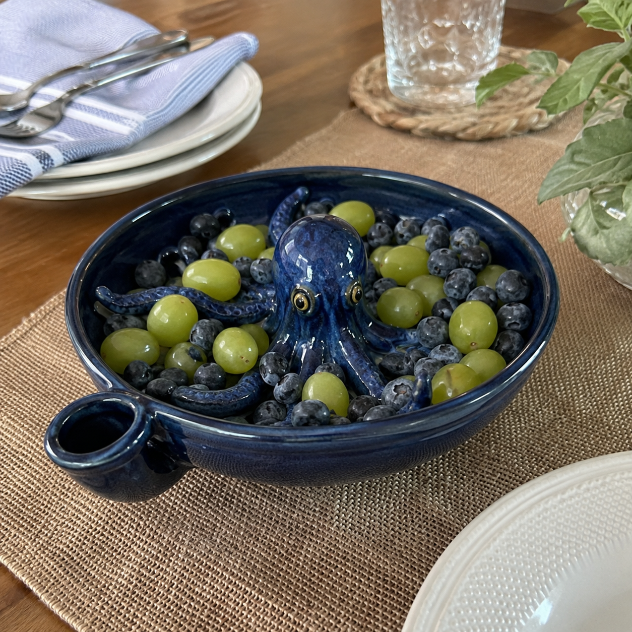 🐙🌊Bold Indigo Octopus Berry Colander