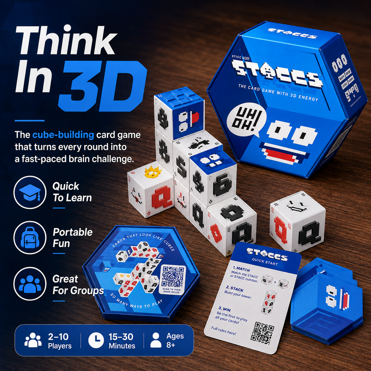 ⚡ STACCS™ – The Card Game with 3D Energy | Fast-Paced Stacking Strategy Party Game for Family & Adults Ages 8+