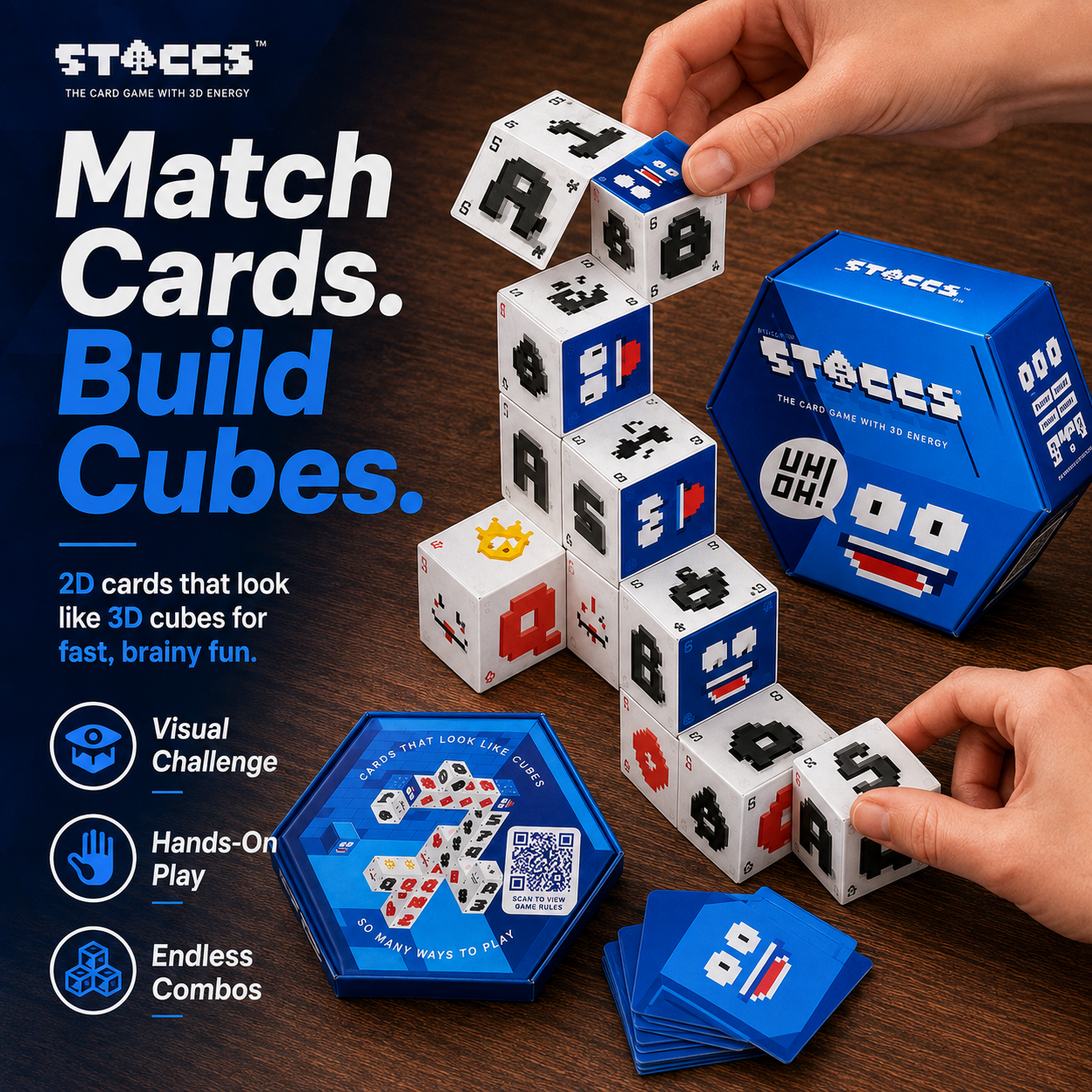 ⚡ STACCS™ – The Card Game with 3D Energy | Fast-Paced Stacking Strategy Party Game for Family & Adults Ages 8+