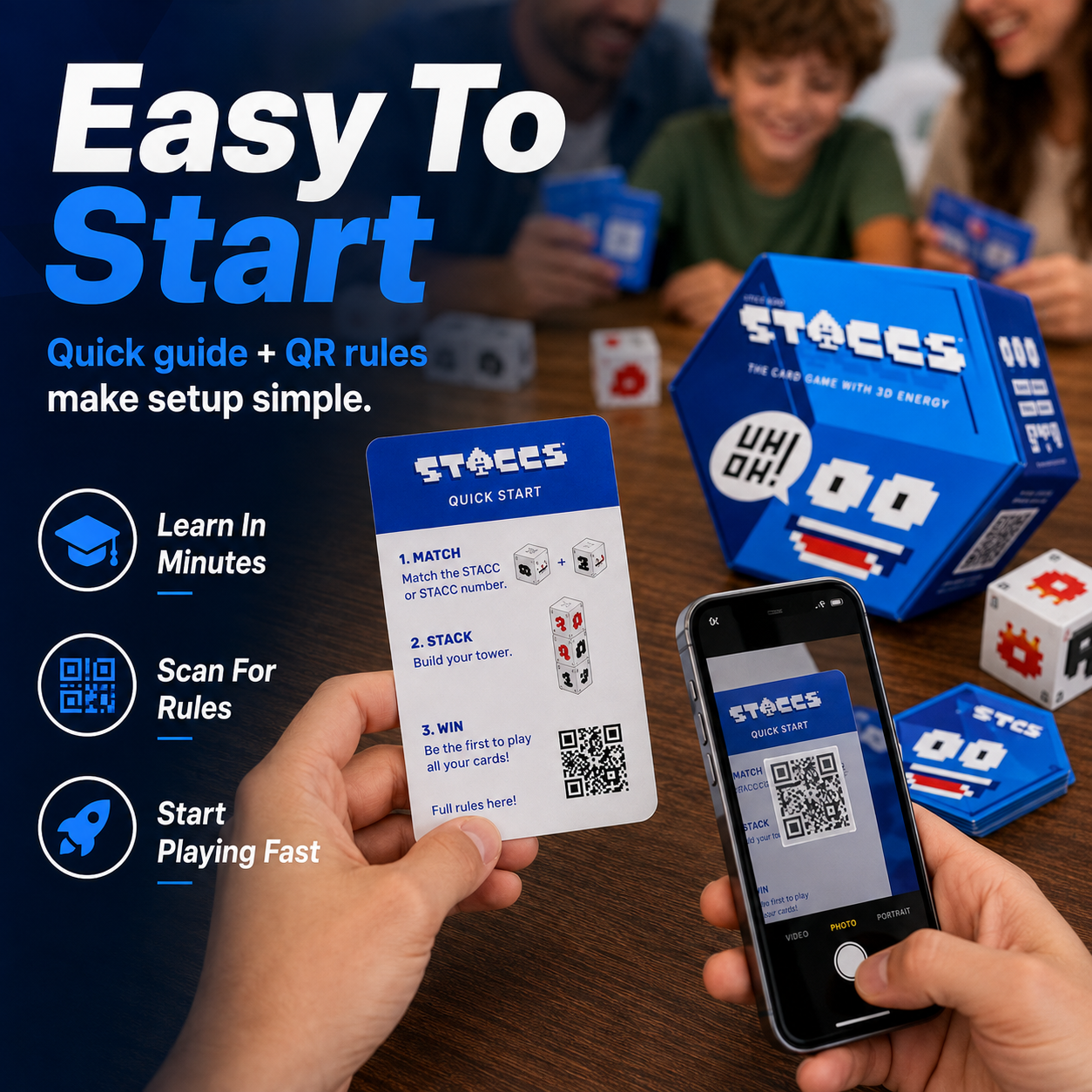 ⚡ STACCS™ – The Card Game with 3D Energy | Fast-Paced Stacking Strategy Party Game for Family & Adults Ages 8+