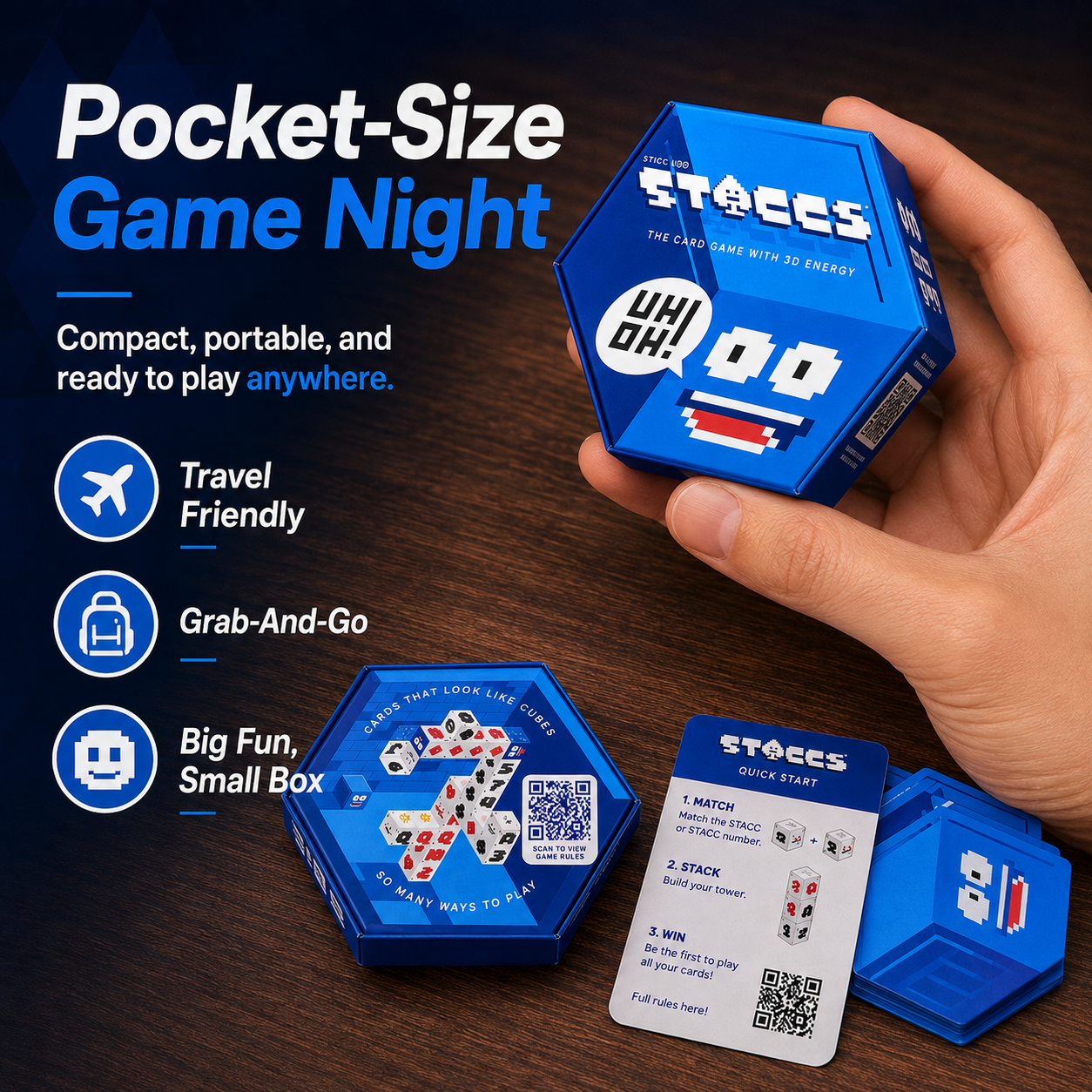 ⚡ STACCS™ – The Card Game with 3D Energy | Fast-Paced Stacking Strategy Party Game for Family & Adults Ages 8+