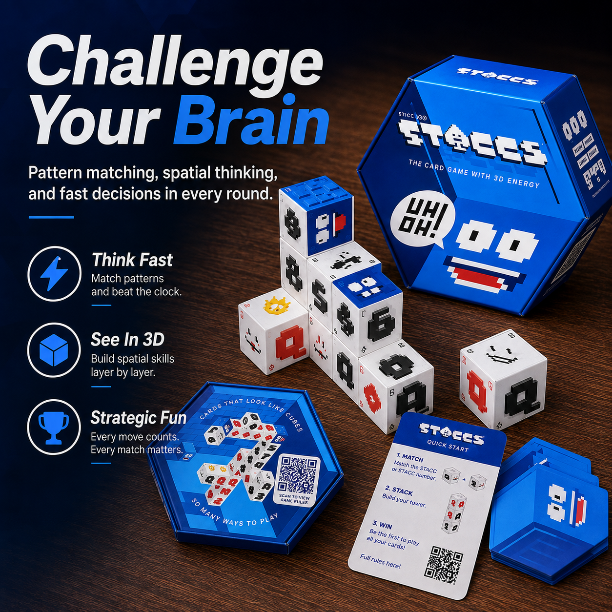 ⚡ STACCS™ – The Card Game with 3D Energy | Fast-Paced Stacking Strategy Party Game for Family & Adults Ages 8+
