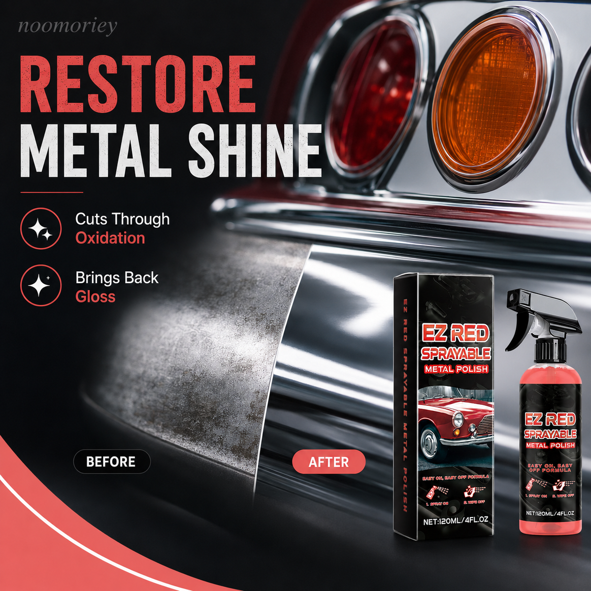 🚗 Metal Polish Restorer Spray – Chrome, Stainless Steel & Aluminum Care