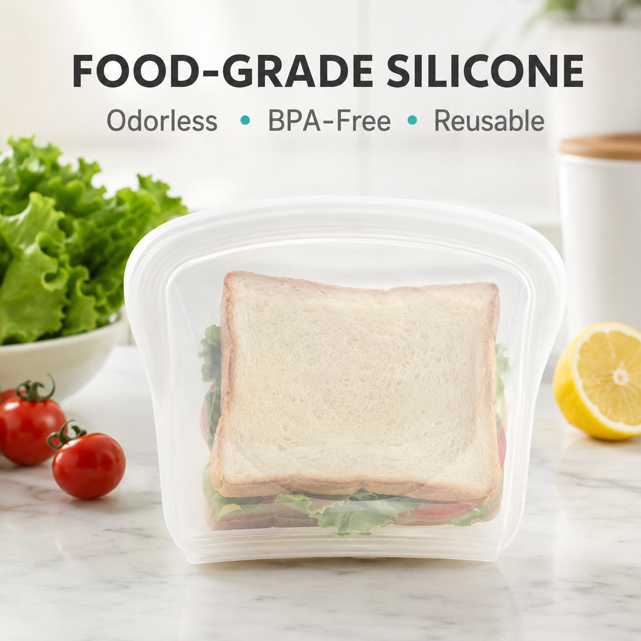 🥨 Reusable Silicone Food Bags – 3-Piece Flat Set