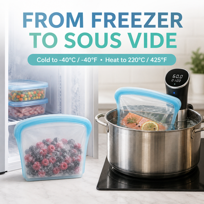 🥨 Reusable Silicone Food Bags – 3-Piece Flat Set