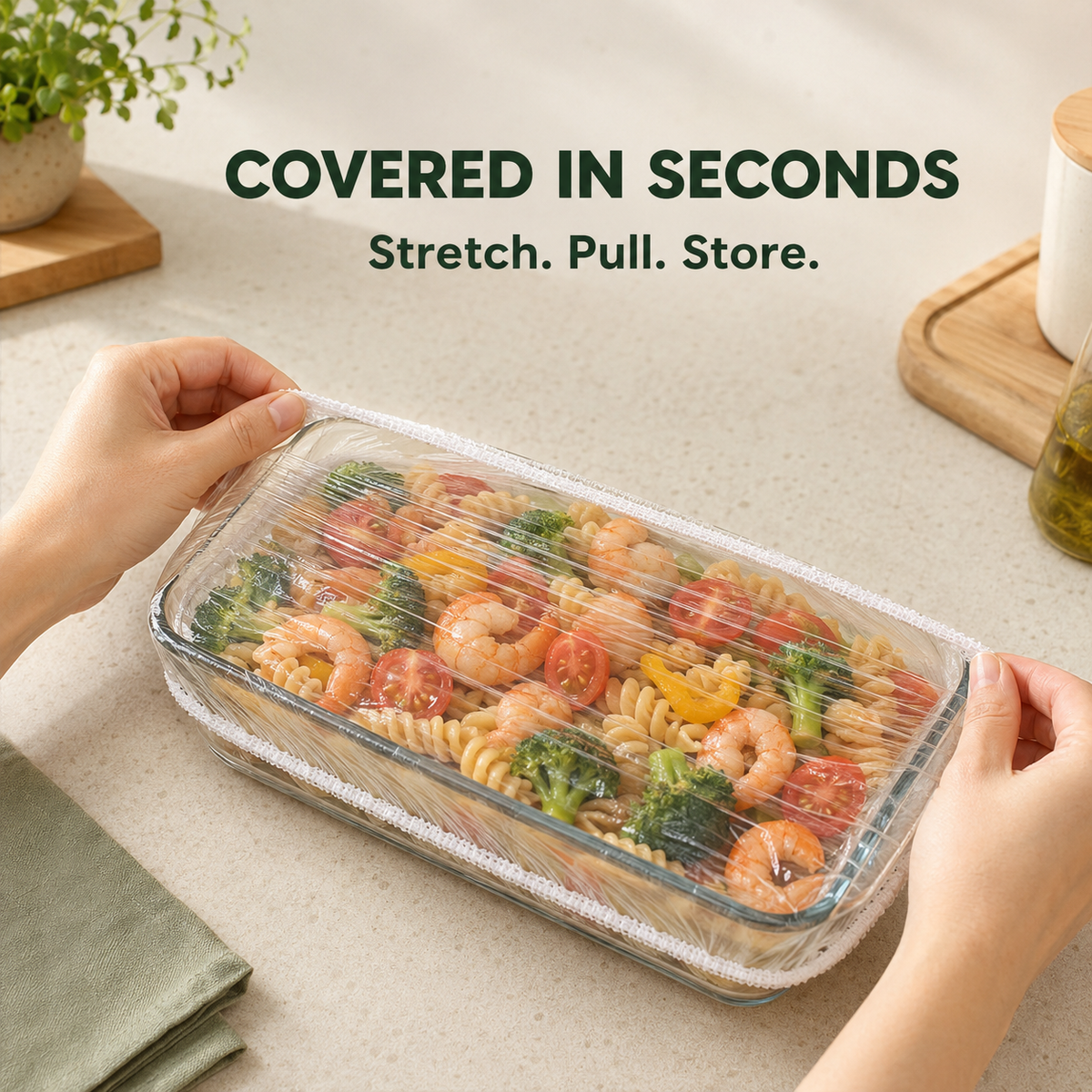 🥗 Disposable Stretch-Fit Food Covers – Quick & Easy Leftover Storage