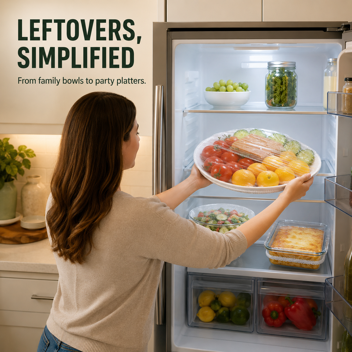 🥗 Disposable Stretch-Fit Food Covers – Quick & Easy Leftover Storage