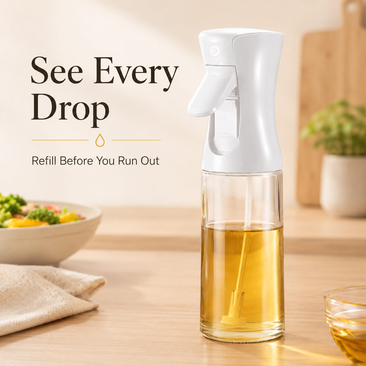 🍳 Electric Oil Sprayer Bottle – One Touch Cooking Oil Mister For Air Fryer & Healthy Cooking