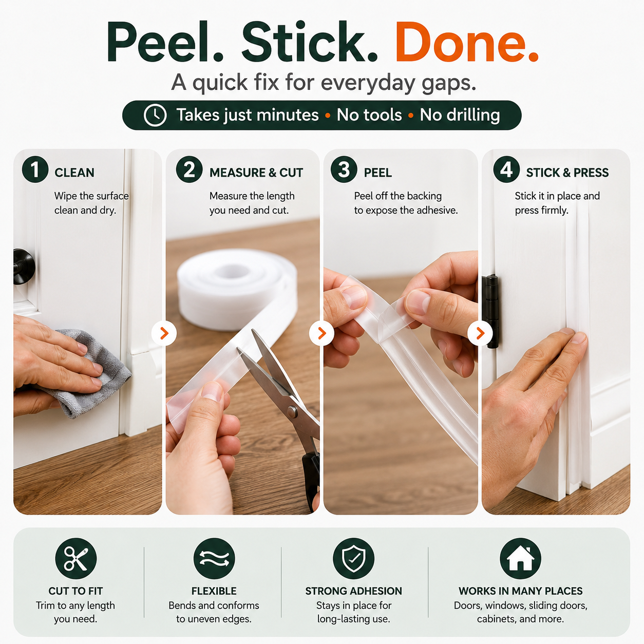 🚪 Peel & Stick Weather Seal – A Simple Fix for Drafty Doors