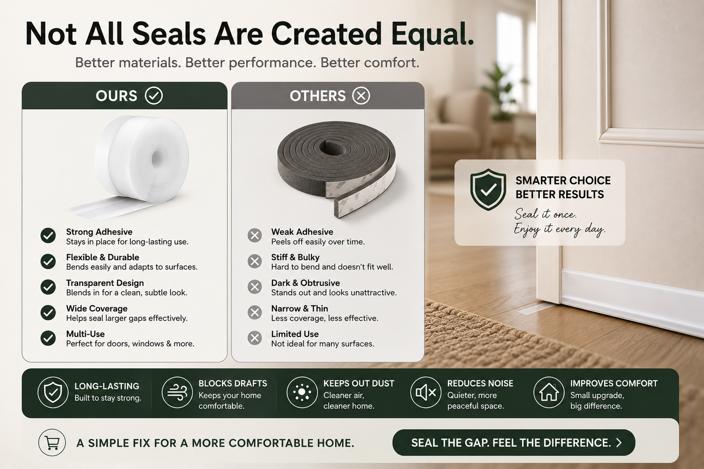🚪 Peel & Stick Weather Seal – A Simple Fix for Drafty Doors