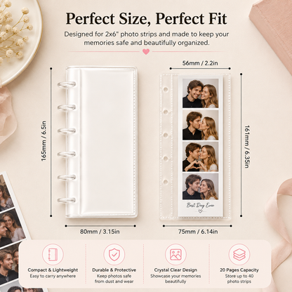 Clear Photo Booth Frame Album for 2x6 Photo Strips | 20 Pages