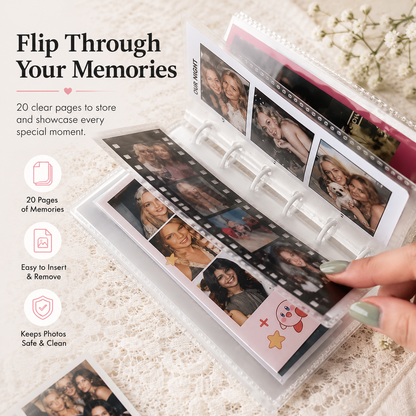 Clear Photo Booth Frame Album for 2x6 Photo Strips | 20 Pages