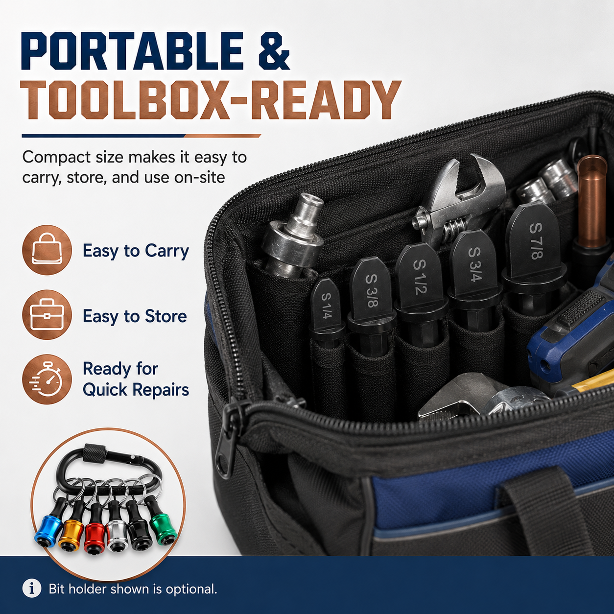 ⚡Copper Pipe Swage Tool Kit – 6 Drill Bits for A/C Repair (1/4"–7/8")