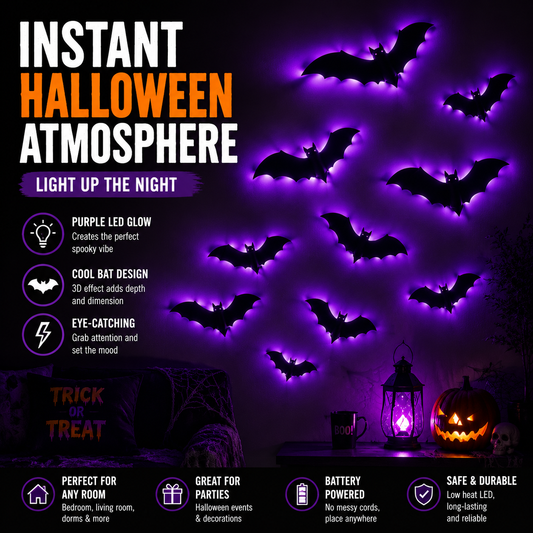 🦇Light Up Your Walls with Halloween Bat Atmosphere Decor