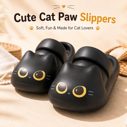 Cute Black Cat Paw Slippers