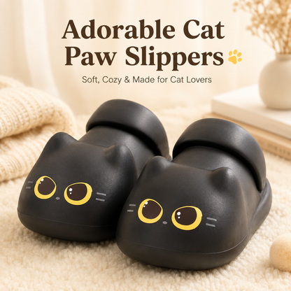 Cute Black Cat Paw Slippers