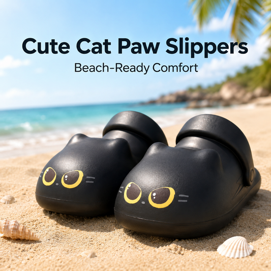 Cute Black Cat Paw Slippers