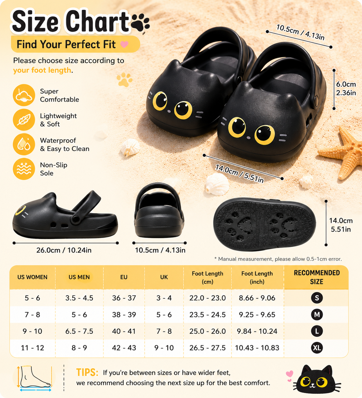 Cute Black Cat Paw Slippers
