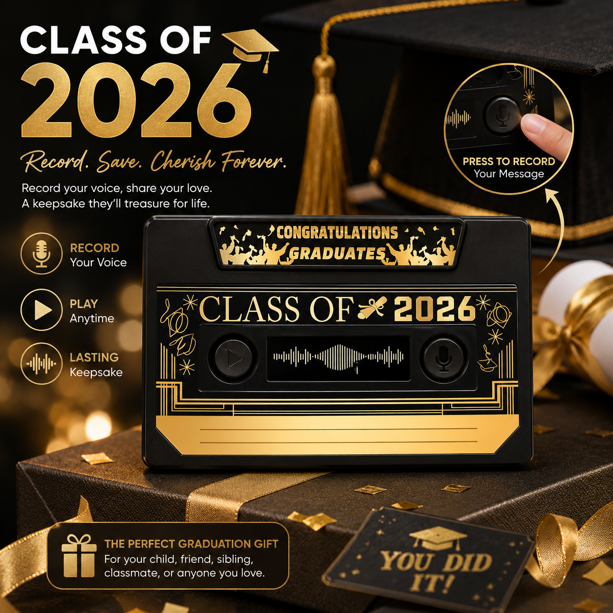 Recordable Graduation Keepsake Gift for Class of 2026